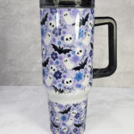 pretty ghosts & flowers gothic print lilac large 40oz stanley style cup