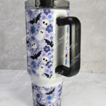 pretty ghosts & flowers gothic print lilac large 40oz stanley style cup