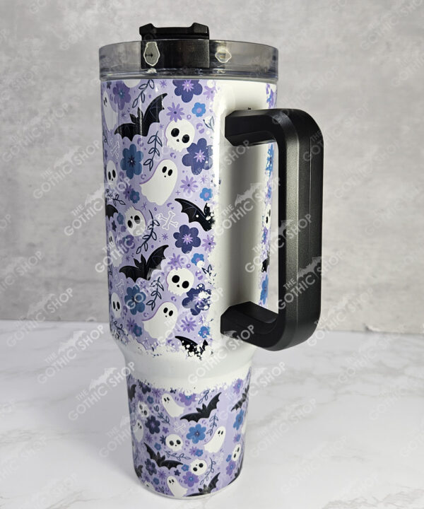 pretty ghosts & flowers gothic print lilac large 40oz stanley style cup