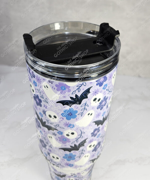 pretty ghosts & flowers gothic print lilac large 40oz stanley style cup