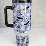 pretty ghosts & flowers gothic print lilac large 40oz stanley style cup