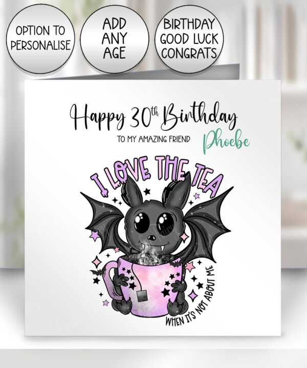 19378 personalised spill the tea bat birthday card 1