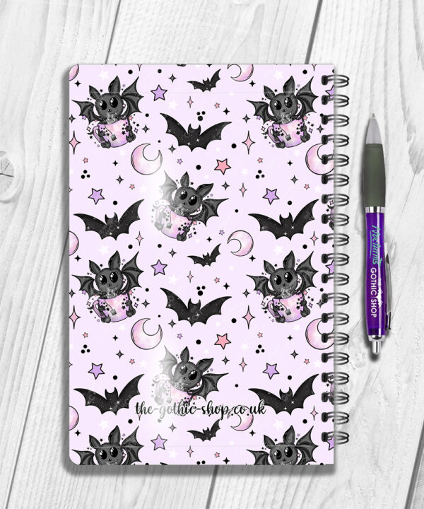 19387 love the tea bat gothic a5 notebook 2