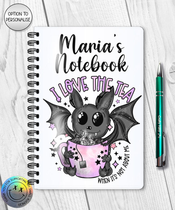 19388 love the tea bat gothic a5 notebook 1