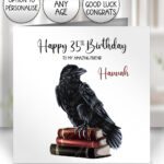 19399 personalised bookish raven birthday card