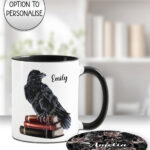 19400 personalised bookish raven mug coaster