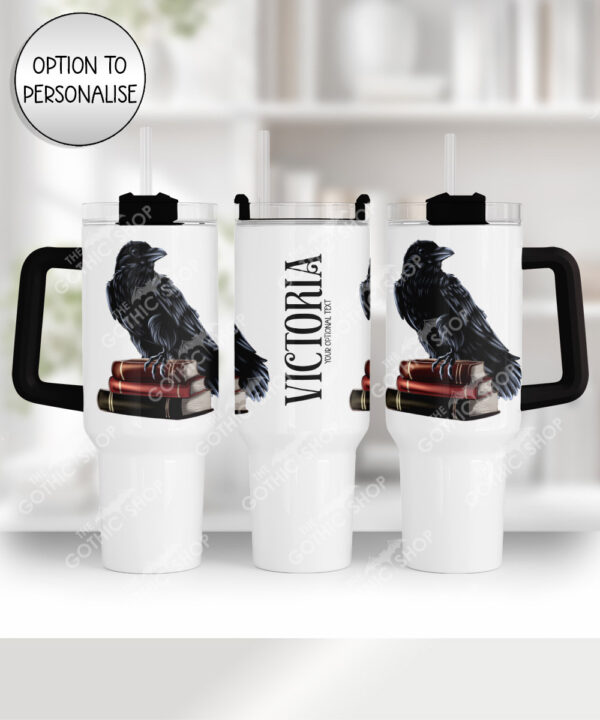 personalised gothic ravens & pomegranate large 40oz stanley style cup dark academia bookish custom name witchy gift