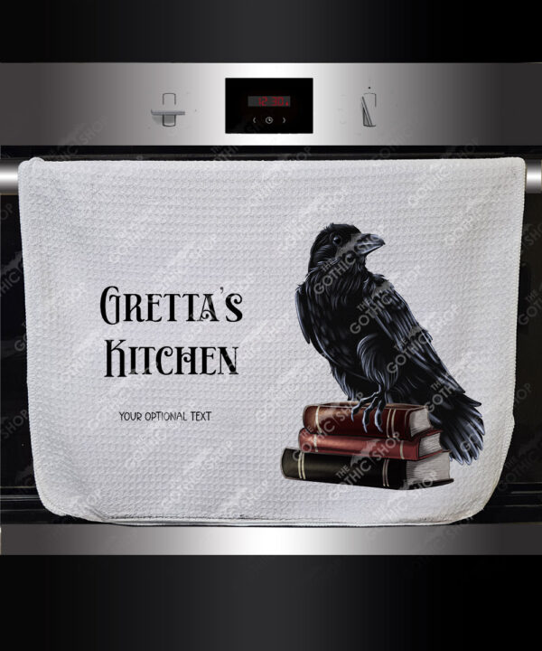 19405 personalised bookish raven kitchen towel 1