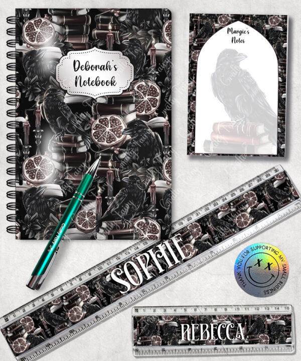 19409 personalised bookish raven gothic stationery