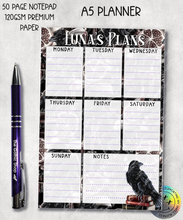 19412 personalised bookish raven a5 planner notepad