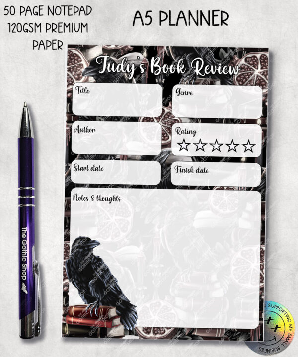 19413 personalised bookish raven a5 book review notepad