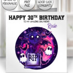 personalised baphomet on tombstone gothic card birthday or halloween