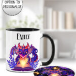 19426 personalised bookish dragon mug coaster