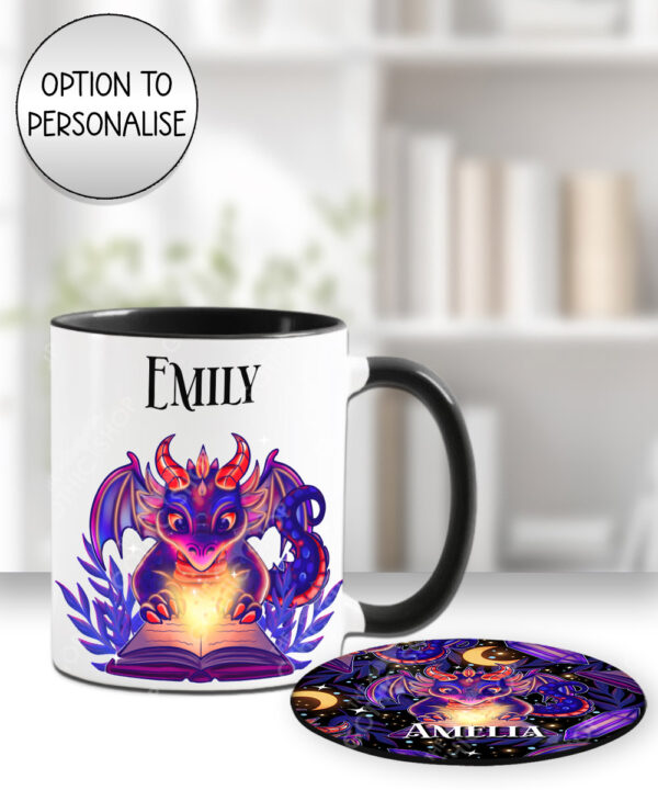 19426 personalised bookish dragon mug coaster