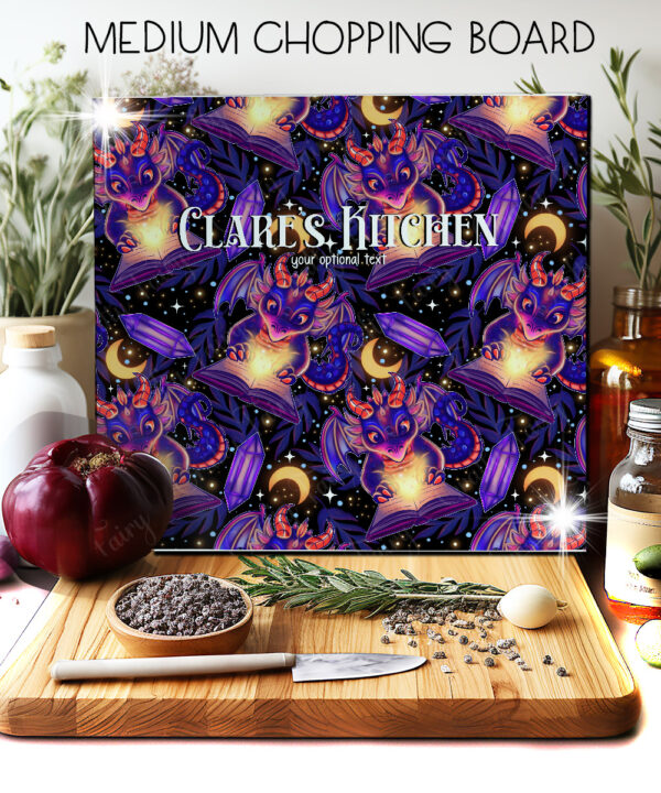 19434 personalised bookish dragon chopping board 2