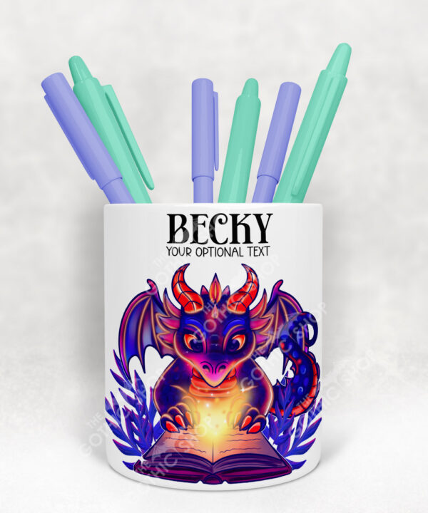 19446 personalised bookish dragon gothic pen pot 2