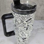 black white emo lyrics gothic print purple large 40oz stanley style cup