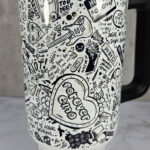 black white emo lyrics gothic print purple large 40oz stanley style cup