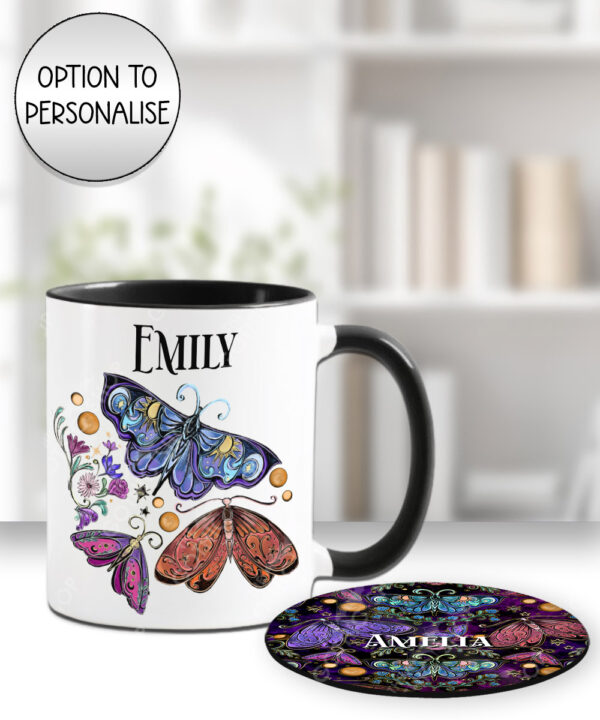 19454 whimsical moths mug coaster