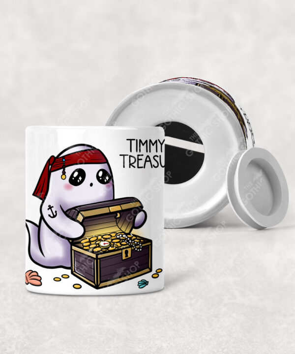 personalised pirate ghost with treasure money box