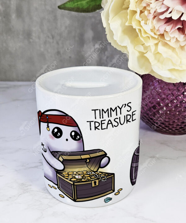 personalised pirate ghost with treasure money box