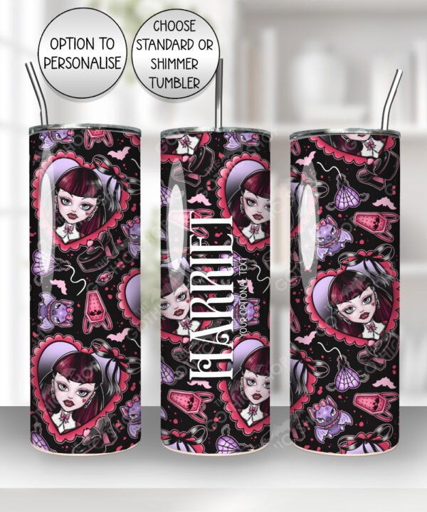 personalised vampire goth girl red hearts 20oz straight tumbler