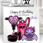 personalised cute bat & coffin design card birthday or halloween