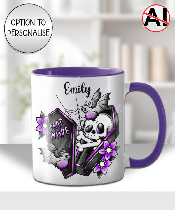 19474 personalised skeleton coffin gothic mug 1