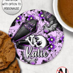 19475 personalised skeleton coffin gothic coaster 1