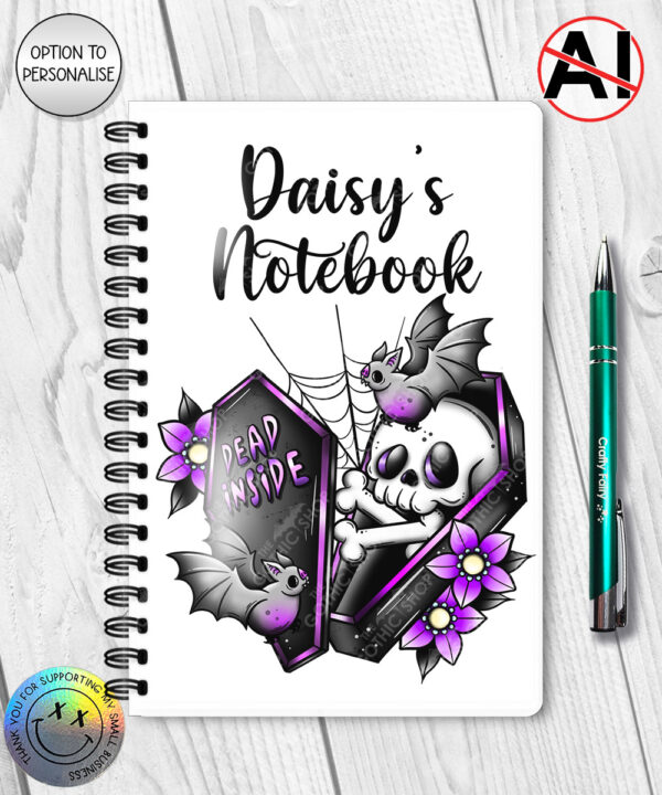 19481 personalised skeleton coffin gothic a5 notebook 1