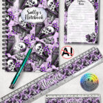 19481 personalised skeleton coffin gothic stationery