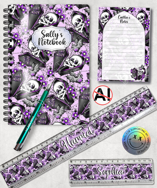 19481 personalised skeleton coffin gothic stationery