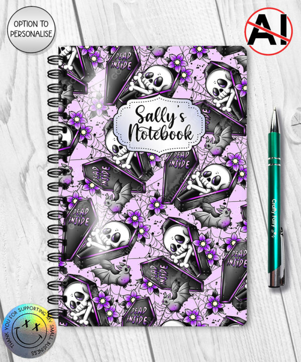 19482 personalised skeleton coffin gothic a5 notebook 1