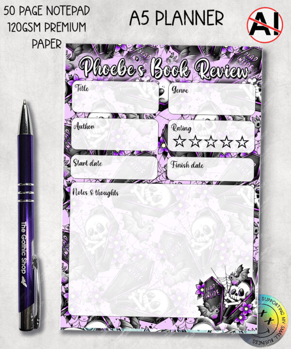19485 personalised skeleton coffin gothic a5 book review notepad