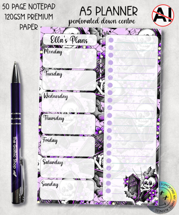 19486 personalised skeleton coffin gothic a5 meal task planner