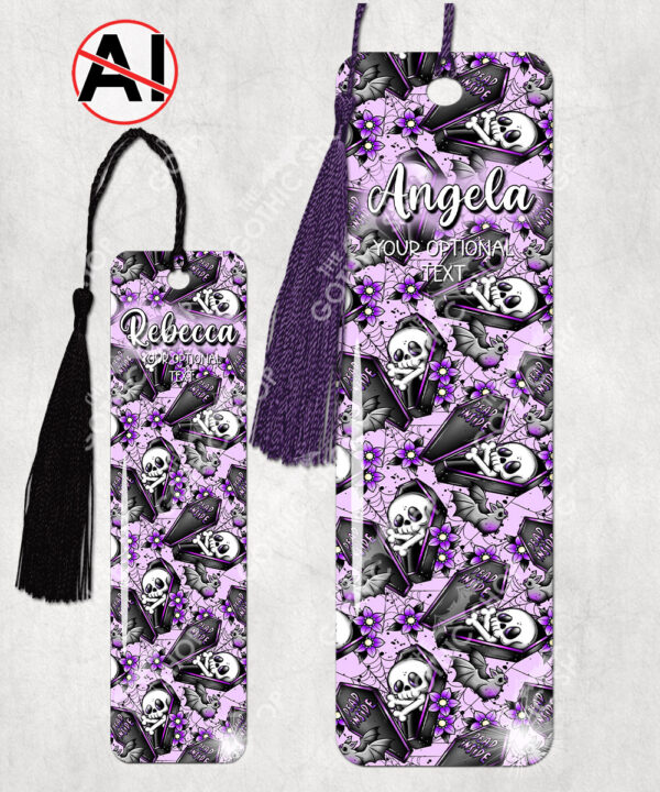 19487 personalised skeleton coffin gothic bookmark 1