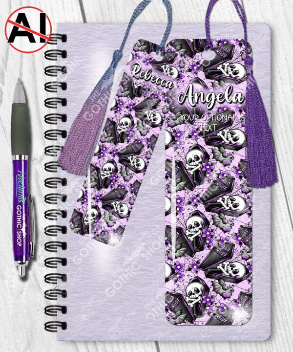 19487 personalised skeleton coffin gothic bookmark 2