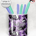 19490 personalised skeleton coffin gothic pen pot 1