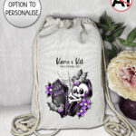 19491 personalised skeleton coffin gothic drawstring bag 1