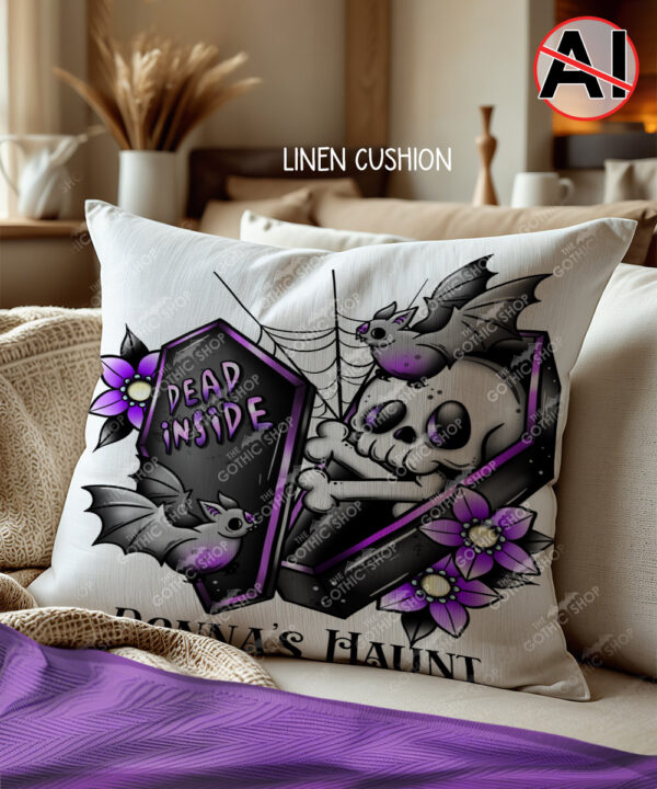 19492 personalised skeleton coffin gothic cushion 1
