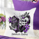 19492 personalised skeleton coffin gothic cushion 2