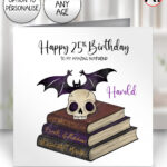19498 personalised skull books gothic birthday card 1