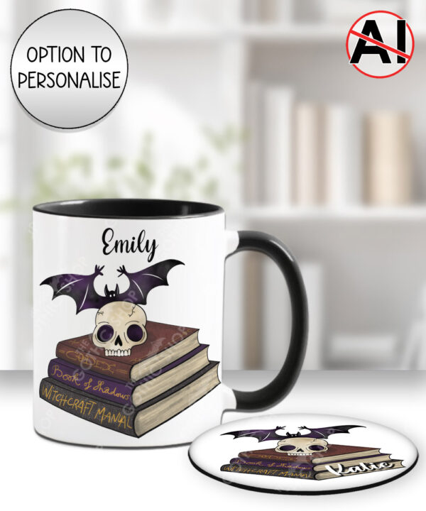 19499 personalised skull books gothic mug coaster 1