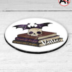 19500 personalised skull books gothic coaster 2