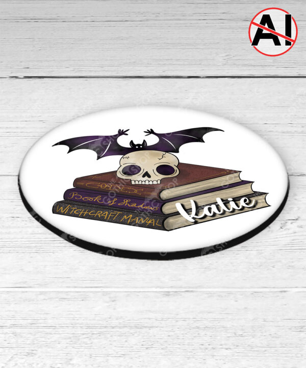 19500 personalised skull books gothic coaster 2