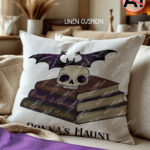 19511 personalised skull books gothic witchy cushion 2