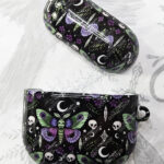 pretty goth moth iphone airpod 4 case gothic print glossy cover