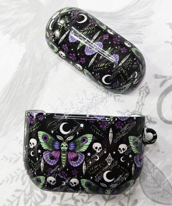 pretty goth moth iphone airpod 4 case gothic print glossy cover