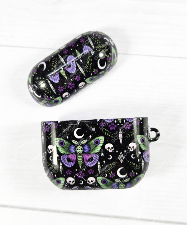 pretty goth moth iphone airpod 4 case gothic print glossy cover