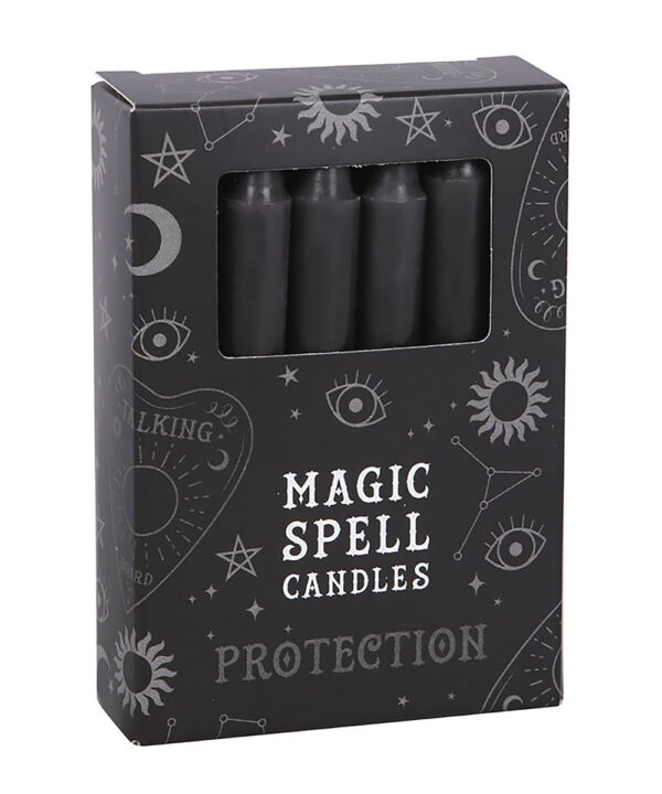black 'protection' magic spell candles set of 12